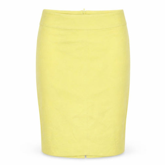Front view of Marella women’s yellow flare skirt, size UK 8