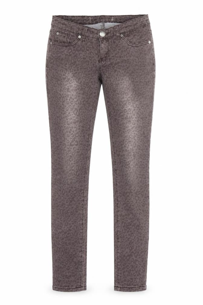 Preworn Womens Grey Animal Print Denim Skinny Jeans Size 26 in L32 in