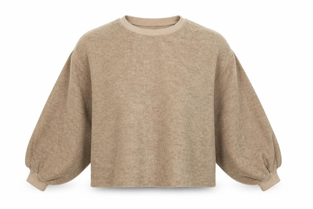Front view of Zara women’s brown pullover sweatshirt, size M