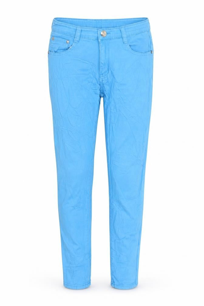 Front view of Sundbird women’s blue straight jeans, size UK 30, in, 30-inch leg