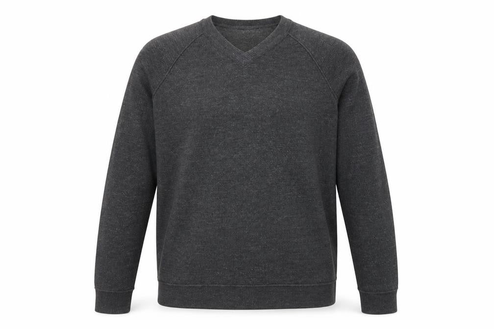 Front view of Burton men’s grey knit jumper, size L