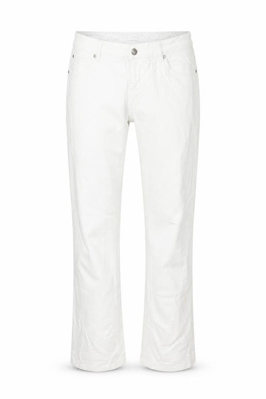 Front view of Telhlbo women’s white denim straight jeans, size UK 34, in, 31-inch leg