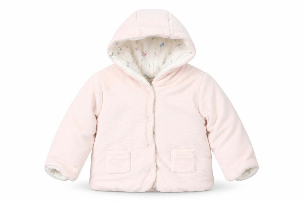 Marks and Spencer Girls Pink Striped Velour Jacket  Size 3-6 Months