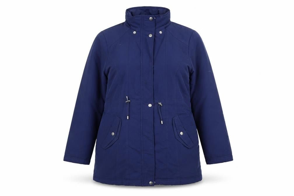 Front view of BHS women’s blue jacket, size UK 12