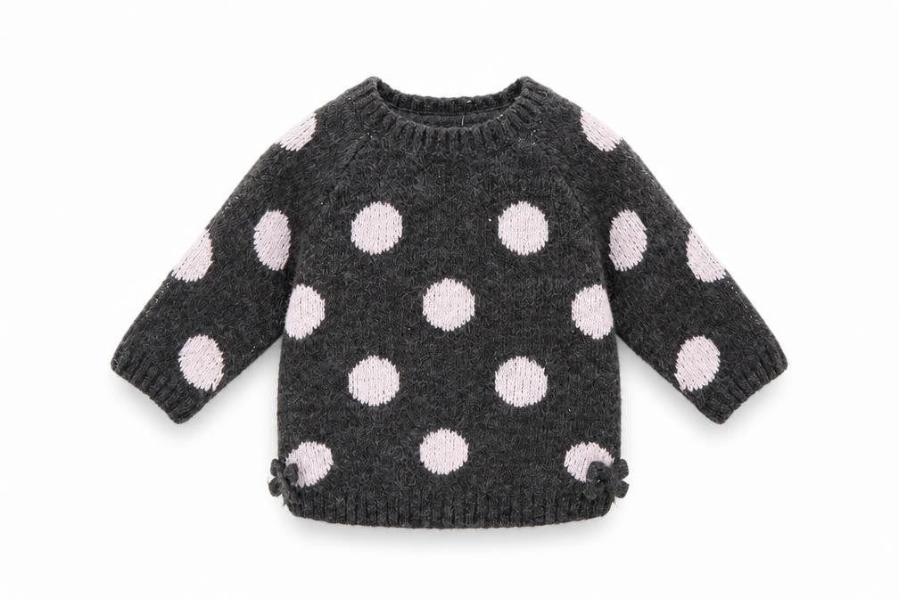 Primark Girls Black Polka Dot  Pullover Jumper Size 3-6 Months