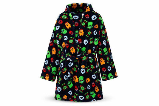 Front view of Preworn boys’ blue spotted robe, size 6, years