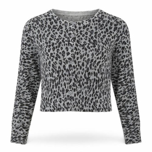 Divided Womens Grey Animal Print  Cardigan Jumper Size 8