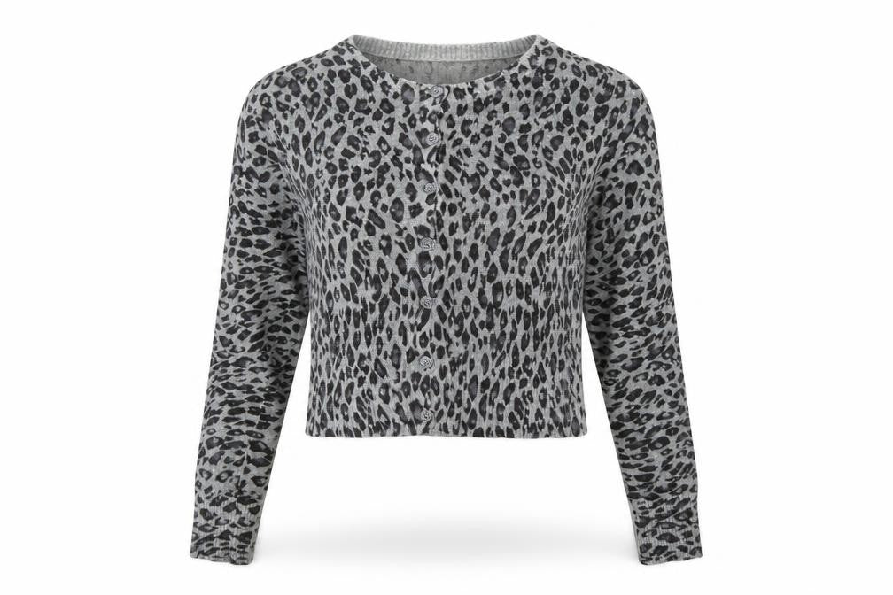Divided Womens Grey Animal Print  Cardigan Jumper Size 8