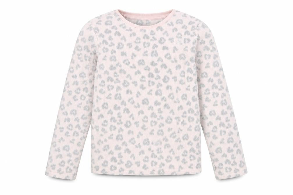 Front view of F&F girls’ pink animal print jumper, size 8-9, years