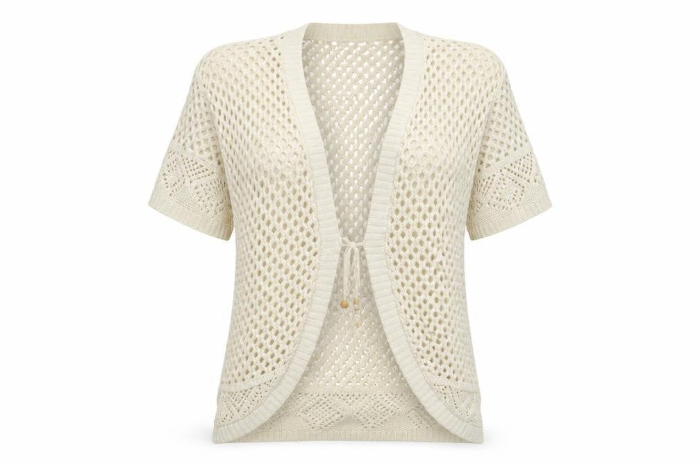Front view of raz women’s white knit cardigan jumper one size