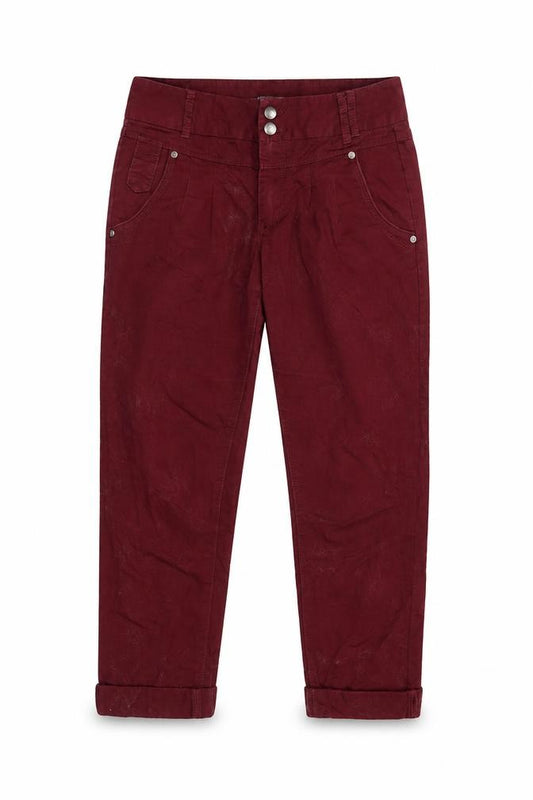 Front view of Only women’s red cropped jeans, size UK 34, in, 25-inch leg