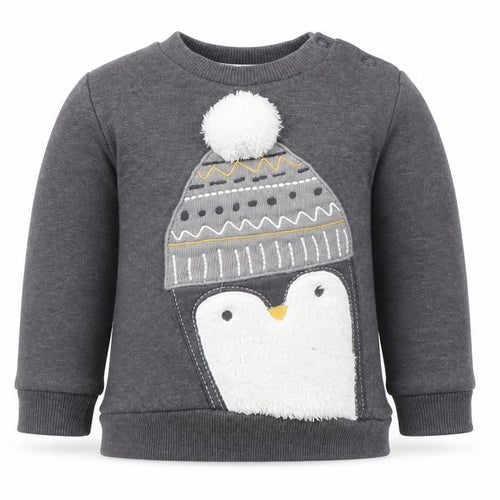 F&F Girls Grey   Pullover Jumper Size 9-12 Months  - penguin