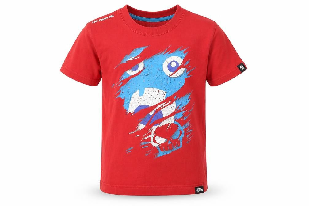 Front view of No Fear boys’ red basic t-shirt, size 7-8, years - graphic