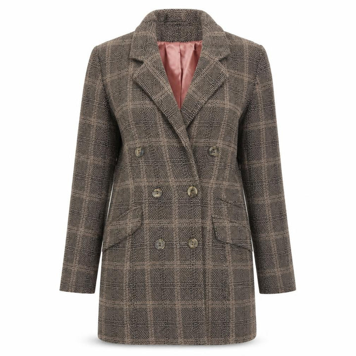 Wallis Womens Brown Check  Jacket Suit Jacket Size 8