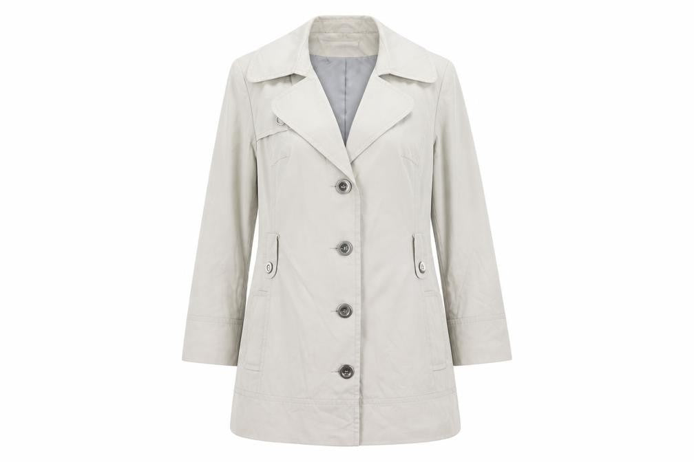 Front view of Evans women’s grey overcoat coat, size UK 16