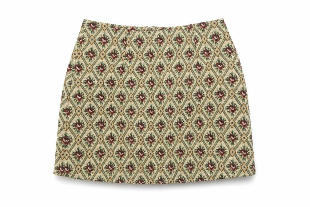 creative design industries Womens Beige Floral  A-Line Skirt Size 30 in