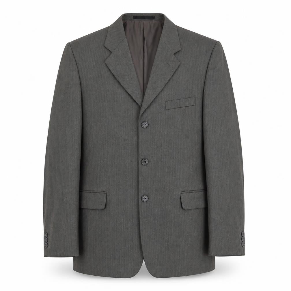 Front view of Zantos men’s grey herringbone jacket suit jacket, size 42