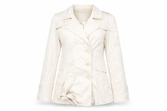 Front view of Villa Collection women’s beige jacket, size M