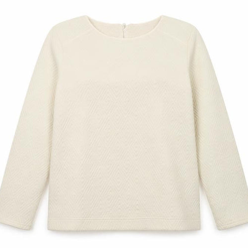 F&F Womens Beige Geometric  Pullover Jumper Size 16  - zip neck on back of top