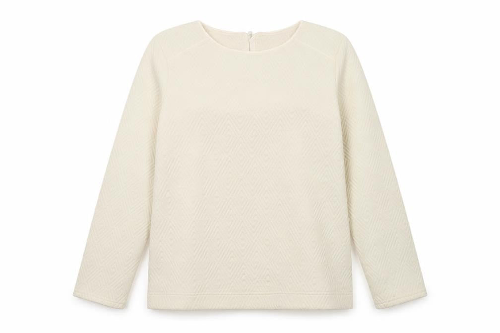 F&F Womens Beige Geometric  Pullover Jumper Size 16  - zip neck on back of top