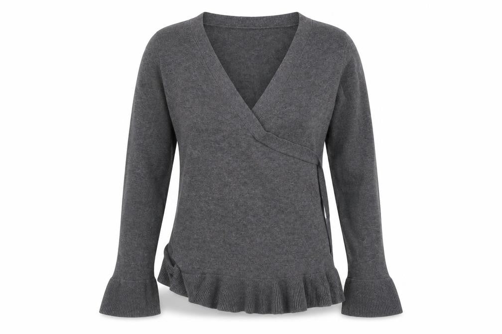 JoJo Maman Bébé Womens Grey   Wrap T-Shirt Size S