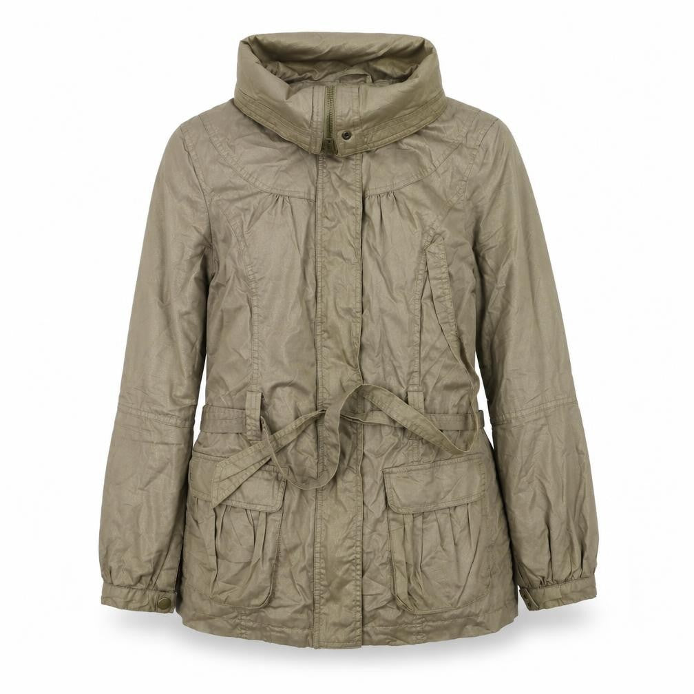 Front view of New Look women’s gold jacket coat, size UK 10
