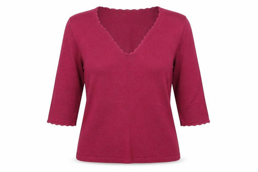 Front view of BHS women’s red knit jumper, size UK 16