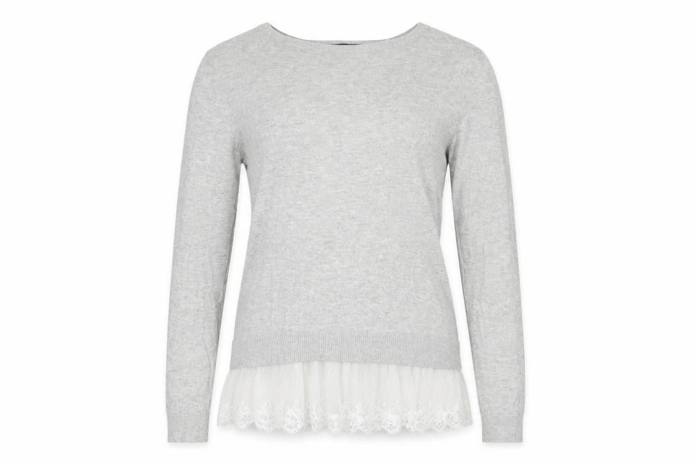 Front view of Dorothy Perkins women’s grey jumper, size UK 12