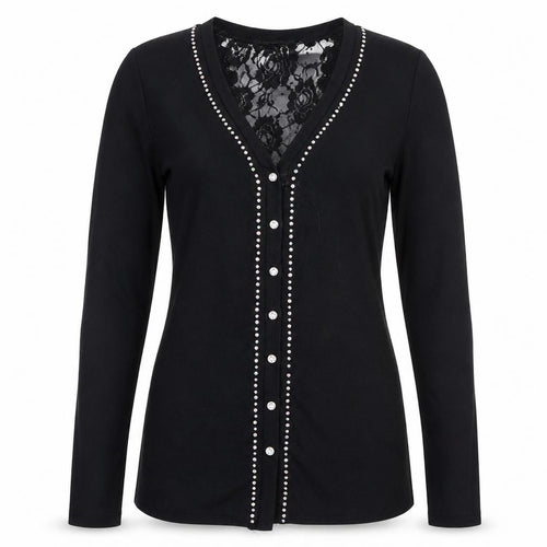 Redail Womens Black  Lace Cardigan Jumper Size M