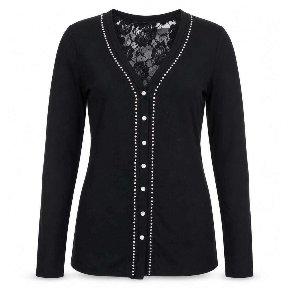 Redail Womens Black  Lace Cardigan Jumper Size M
