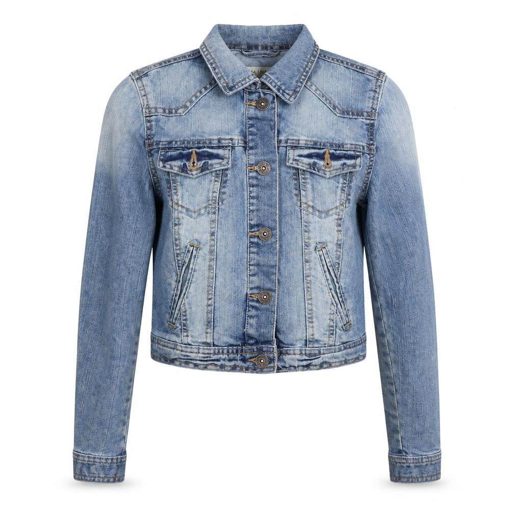Front view of New Look women’s blue jacket coat, size UK 10