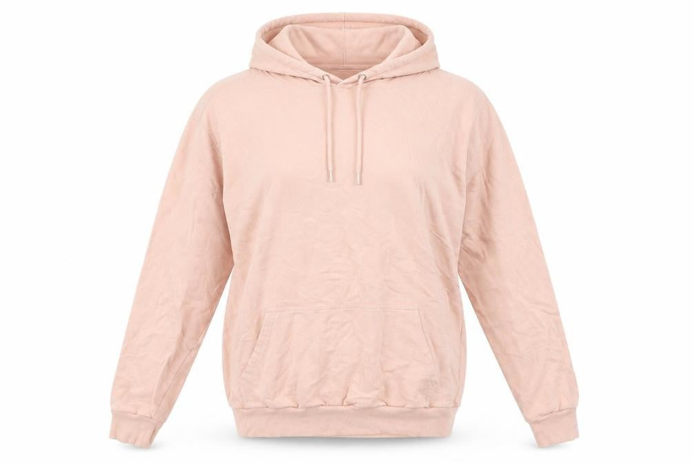 Front view of ASOS women’s pink pullover hoodie, size UK 8