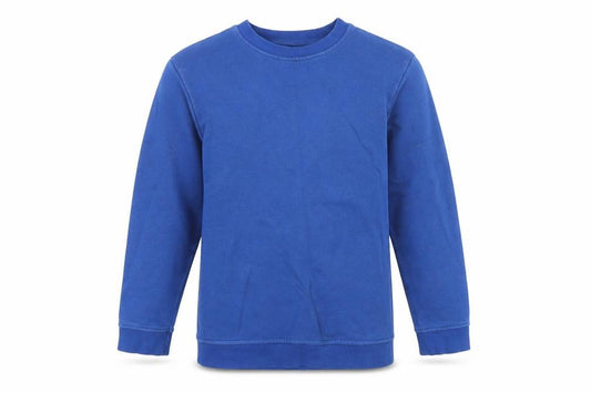 Front view of Nutmeg boys’ blue pullover sweatshirt, size 10-11, years