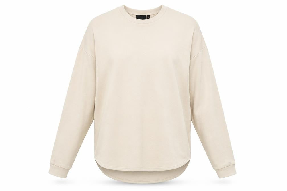 Front view of ASOS women’s ivory jersey pullover sweatshirt, size M