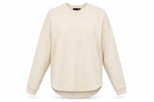 Front view of ASOS women’s ivory jersey pullover sweatshirt, size M