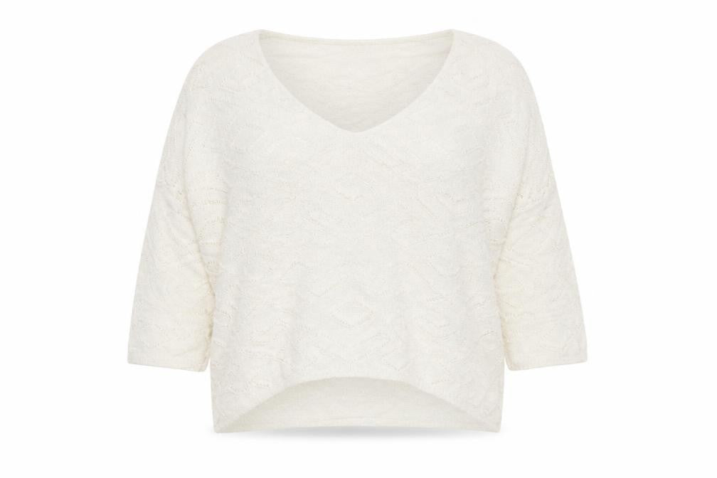 Front view of Next women’s white knit jumper, size UK 18