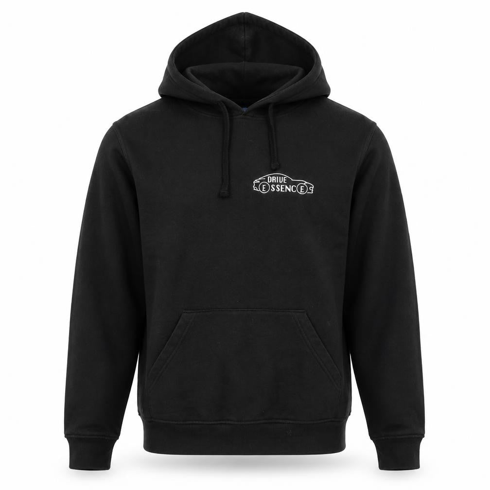 Front view of Uneek men’s black pullover hoodie, size S