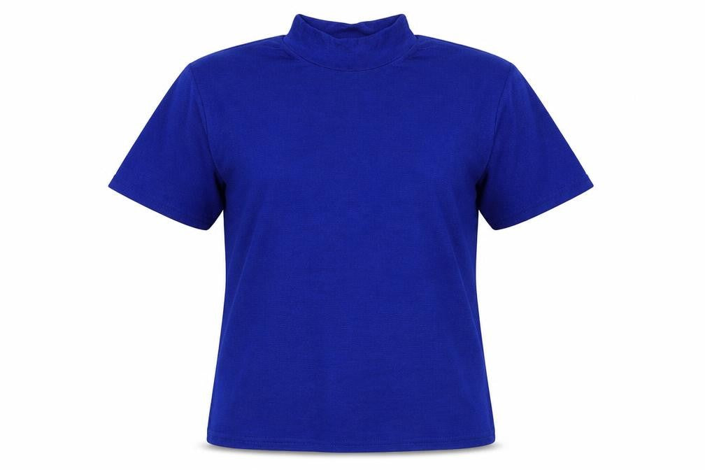 Front view of Preworn women’s blue basic t-shirt, size XL