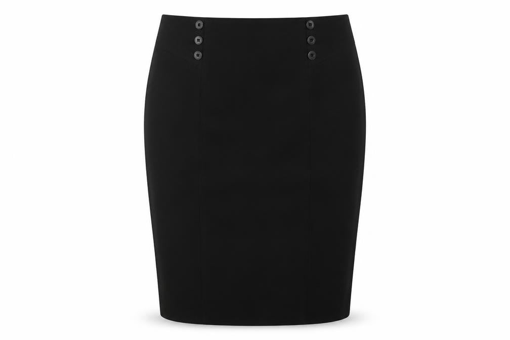 Front view of Working Solutions women’s black straight & pencil skirt, size UK 40, in