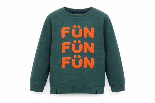 Front view of George boys’ green pullover sweatshirt, size 5-6, years - fun fun fun