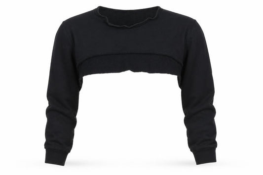 Front view of PRETTYLITTLETHING women’s black pullover sweatshirt, size UK 8, - cropped