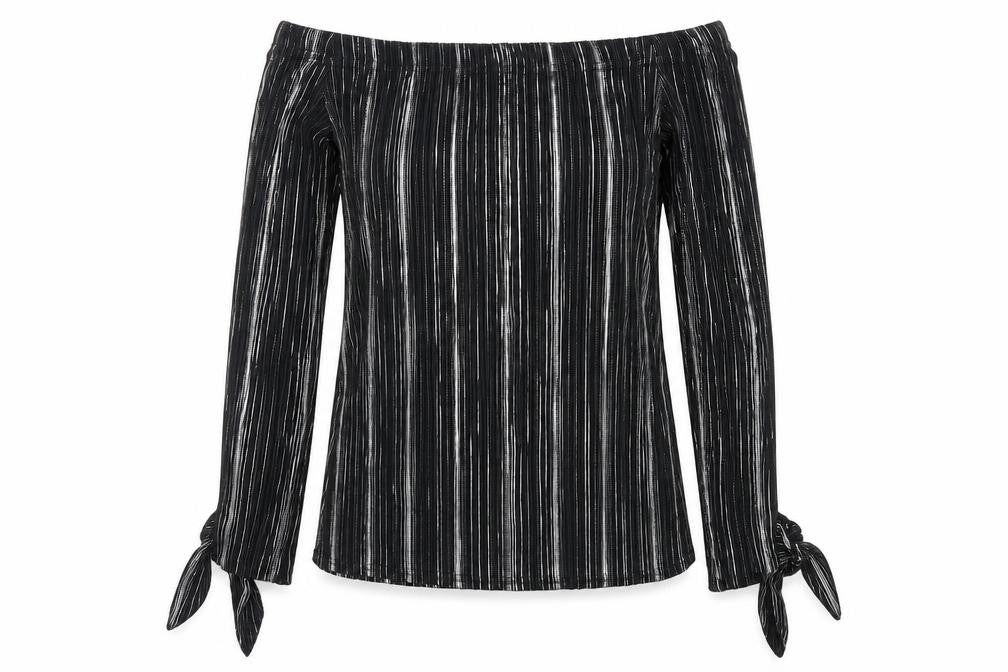 Leisure Womens Silver Striped  Basic T-Shirt Size 8