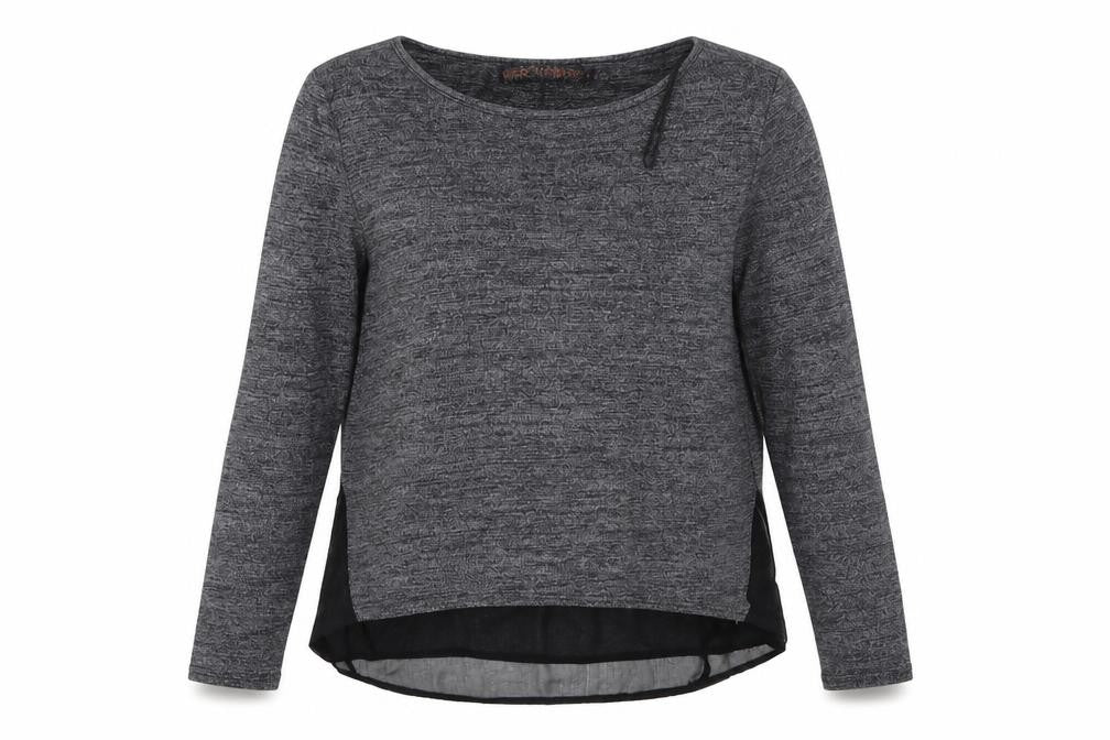 Front view of QED London women’s grey tunic blouse, size L