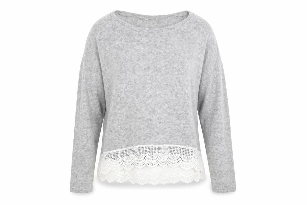 Front view of Preworn women’s grey knit jumper, size M