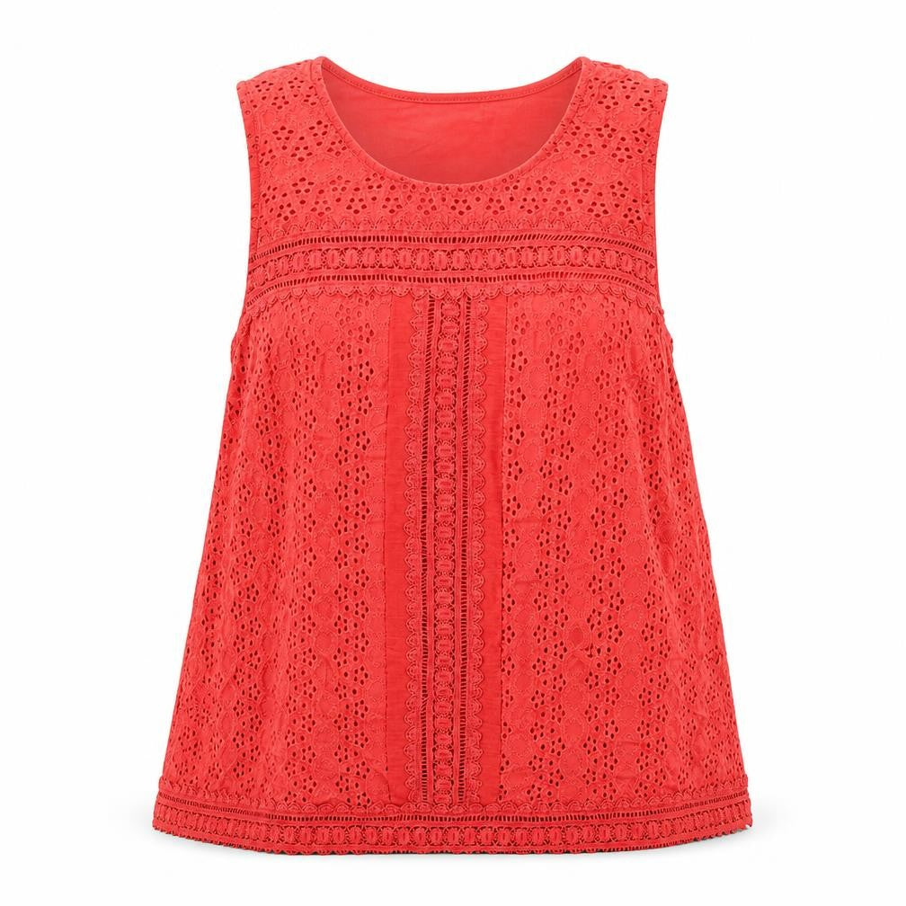 Front view of Papaya women’s red jersey basic tank, size UK 8