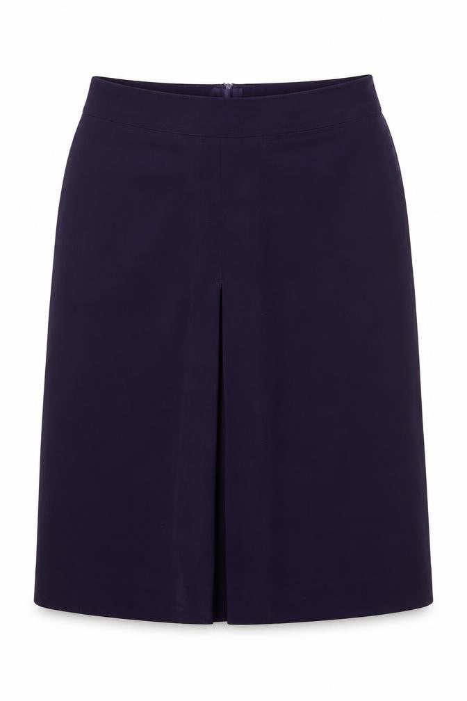 Front view of Hennes women’s purple a-line skirt, size UK 14