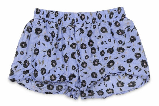 Front view of Next girls’ blue floral hot pants shorts, size 10, years