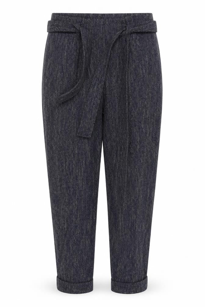 Front view of Next women’s blue trousers, size UK 12, 25-inch leg