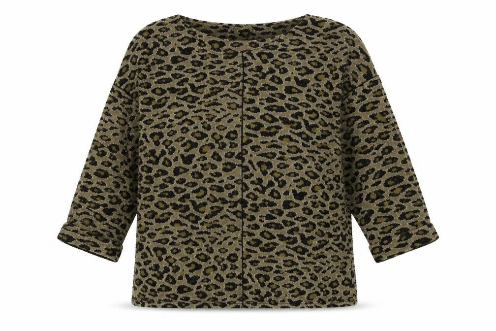 Front view of Per Una women’s brown animal print jumper, size UK 12