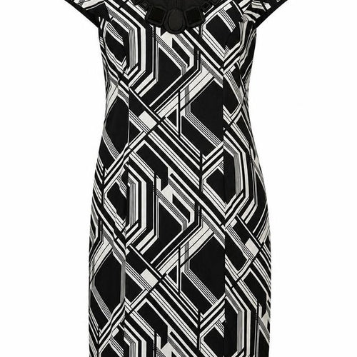 Oasis Womens Black Geometric  Pencil Dress  Size 10